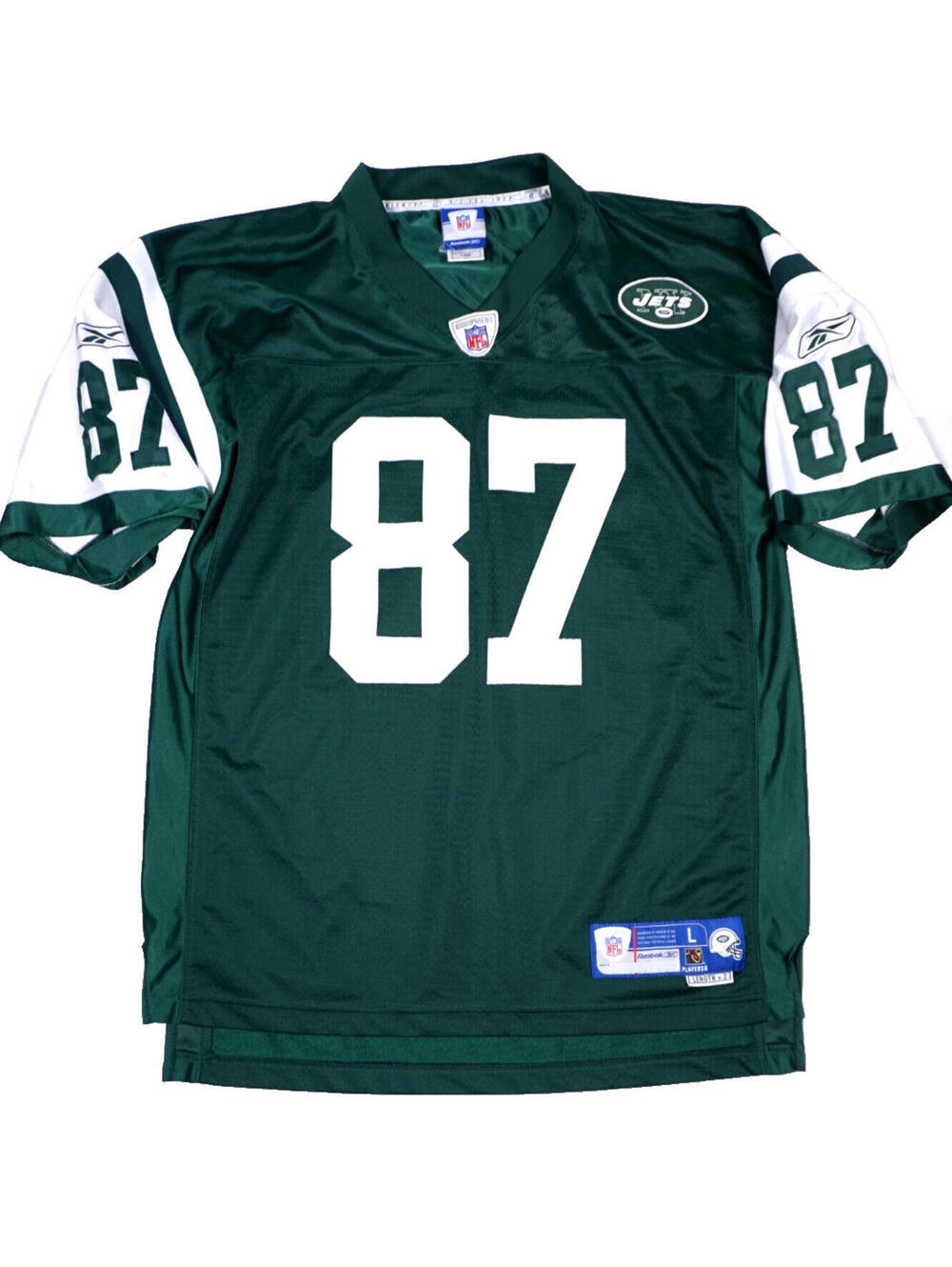 Vintage New York Jets Jersey Mens Large Green Reebok Coles 87 Sewn